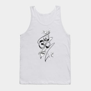 Aum symbol of Hinduism. Om Design, Mystical Sign with Flowers. Tank Top